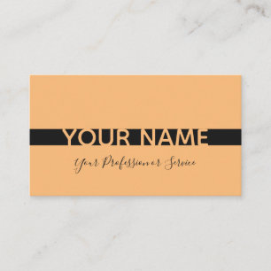 Tarjeta De Visita Naranja simple y elegante y franja negra