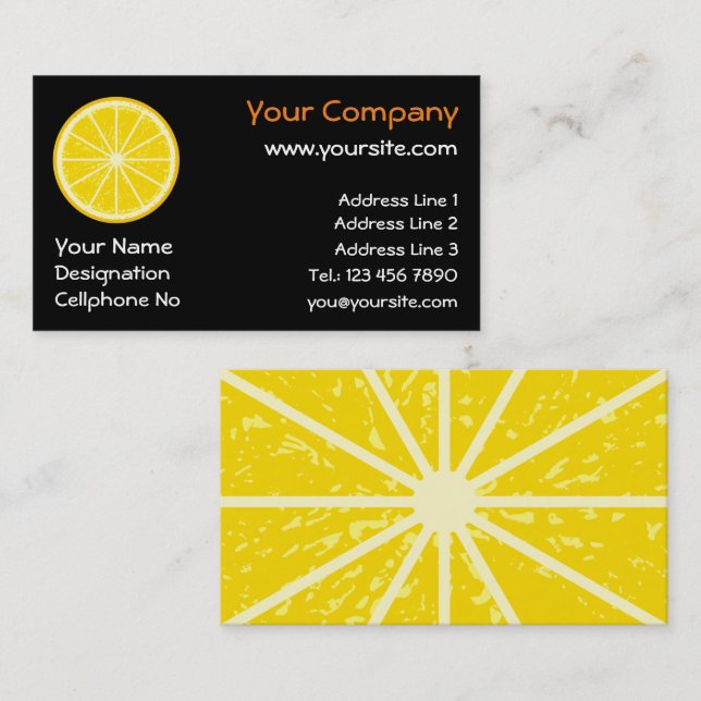 Tarjeta De Visita Naranja Slice (Anverso / Reverso)