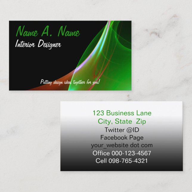 Tarjeta De Visita Naranja soñado y barrido verde (Anverso / Reverso)