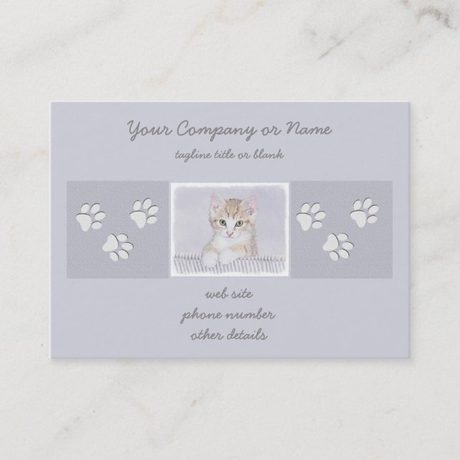 Tarjeta De Visita Naranja Tabby Kitten Pintura - Arte Gato Original (Anverso)