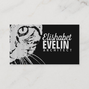 Tarjeta De Visita Naranja tiger cat face closet B&W