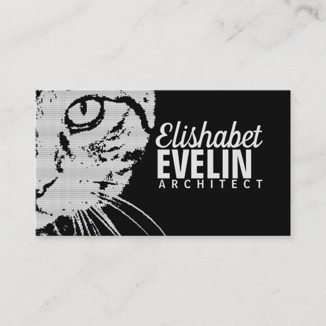 Tarjeta De Visita Naranja tiger cat face closet B&W (Anverso)