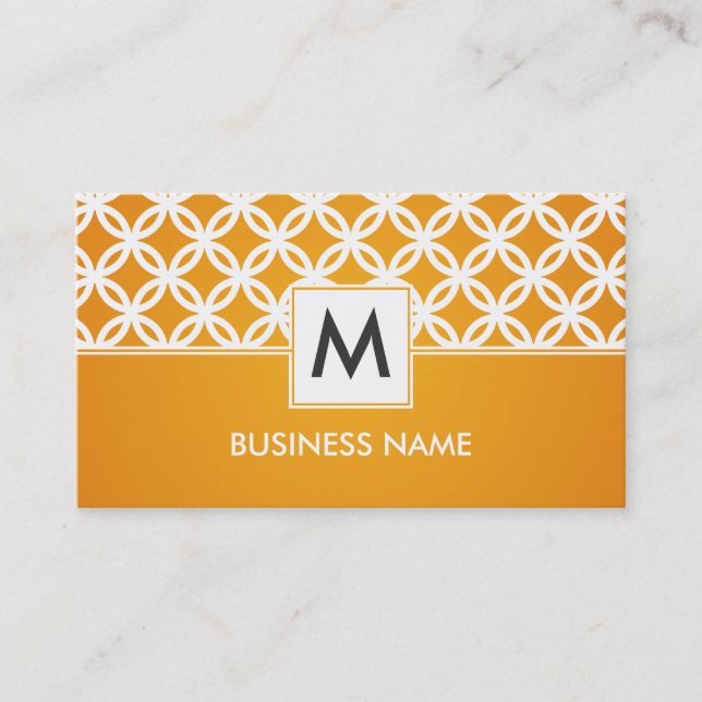 Tarjeta De Visita Naranja traslapado simple del monograma del modelo (Anverso)
