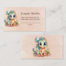 Tarjeta De Visita Naranja Verde azulado lindo Dragon Diaper Raffle