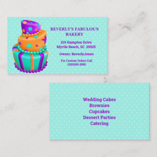 Tarjeta De Visita Naranja verde moderno panadería de pasteles morado