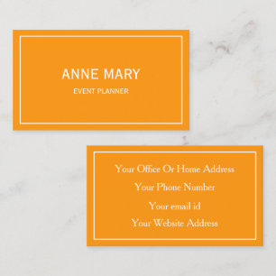 Tarjeta De Visita Naranja White Bright Fall Colorful Event Planner