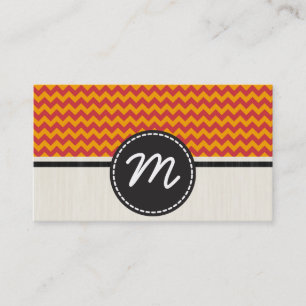 Tarjeta De Visita Naranja y antiguo Ruby Chevron Zigzag Patrón 2