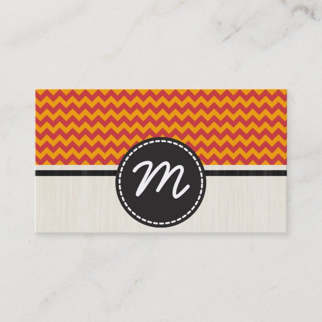 Tarjeta De Visita Naranja y antiguo Ruby Chevron Zigzag Patrón 2 (Anverso)