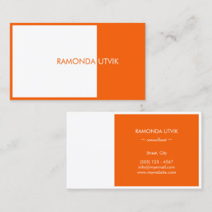 Tarjeta De Visita Naranja y blanco elegante moderno