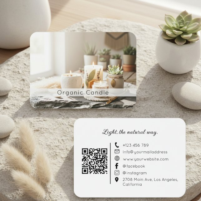 Tarjeta De Visita Natural Organic Handmade Candle QR Code  (Subido por el creador)