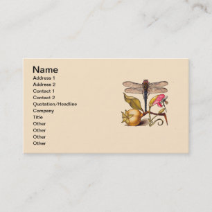 Tarjeta De Visita Naturaleza Botánica Libélula Hoefnagel Arte
