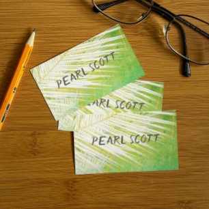 Tarjeta De Visita naturaleza de la hoja de palma tropical arte verde