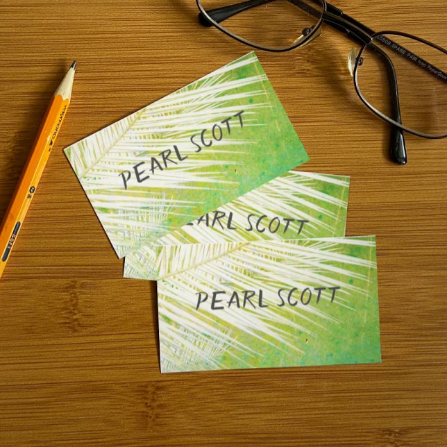 Tarjeta De Visita naturaleza de la hoja de palma tropical arte verde (Subido por el creador)