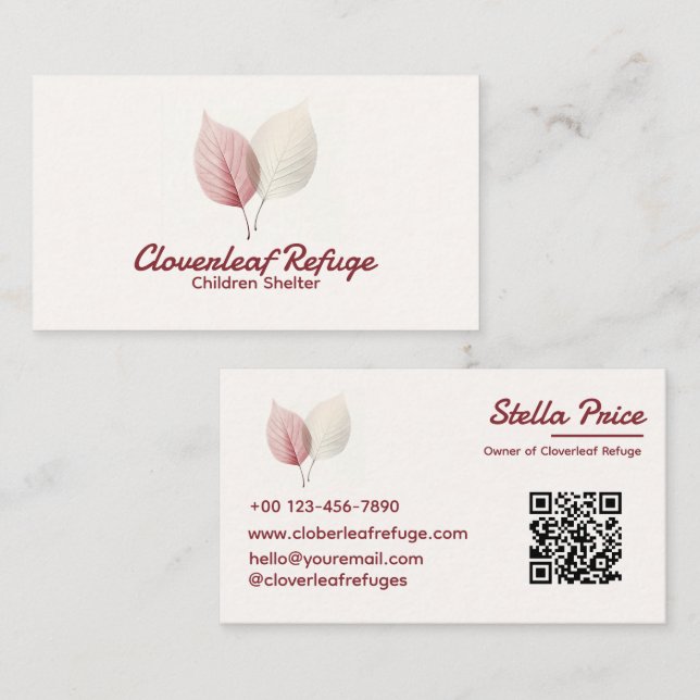 Tarjeta De Visita Naturaleza elegante profesional Cuidado beige rosa (Anverso / Reverso)