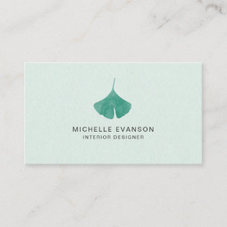 Tarjeta De Visita Naturaleza Ginkgo Leaf Mint Verde Simple