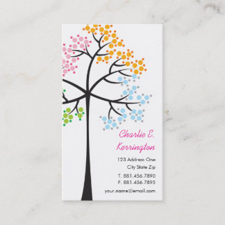 Tarjeta De Visita Naturaleza moderna punteada colorida del árbol de
