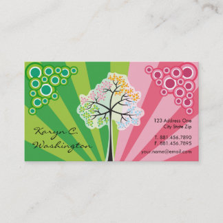 Tarjeta De Visita Naturaleza moderna punteada colorida del árbol de