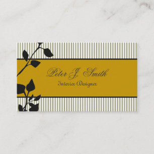 Tarjeta De Visita Naturaleza Pinstripes Oscuro Diseño Interior Flora