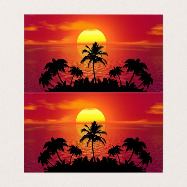 Tarjeta De Visita Nature Sunset Palm Trees illustration (Interior desplegado)