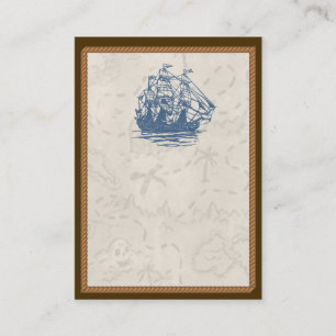 Tarjeta de visita náutica del mapa del tesoro de