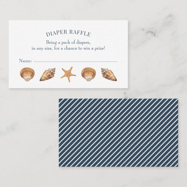 Tarjeta De Visita Nautical Navy Blue Baby Shower Diaper Raffle (Anverso / Reverso)