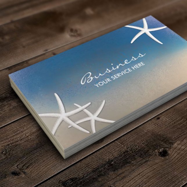 Tarjeta De Visita Nautical Ocean Blue Starfish Salon Spa (Subido por el creador)