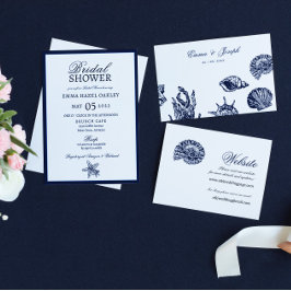 Tarjeta De Visita Nautical Oceanic dark navy Wedding Website Card