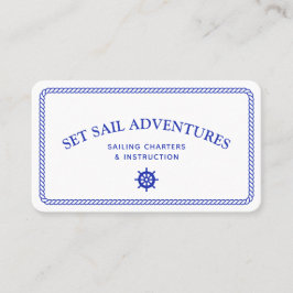 Tarjeta De Visita Nautical Rope Vela Helm Navy Blanco