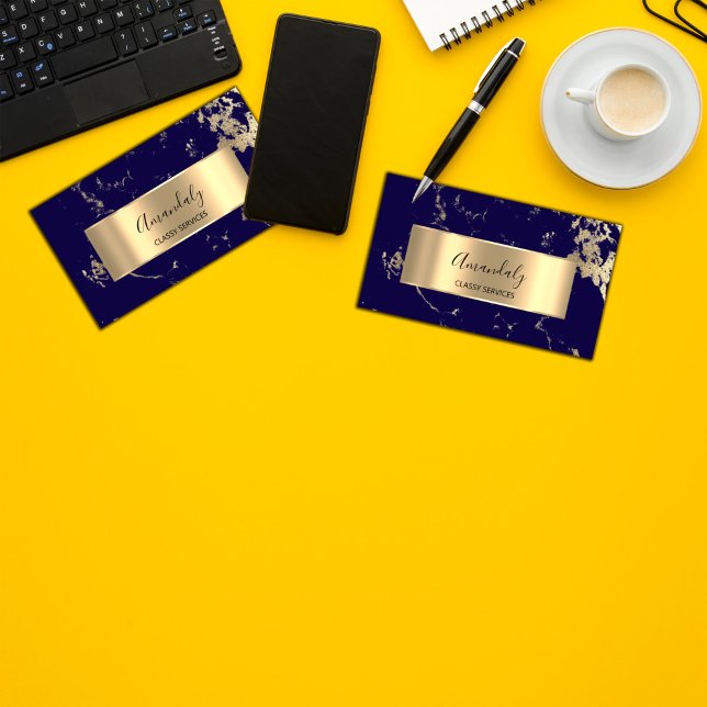 Tarjeta De Visita Navaja azul de mármol de lujo profesional (Subido por el creador)