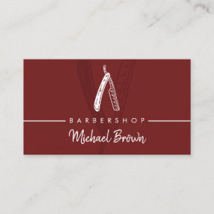 Tarjeta De Visita Navaja Barbero Burdeos