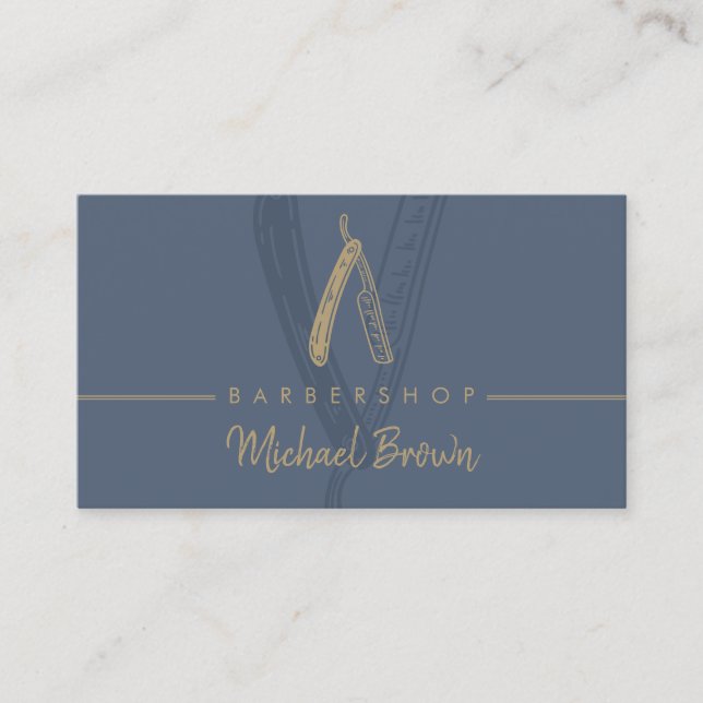 Tarjeta De Visita Navaja Barbero Marina (Anverso)