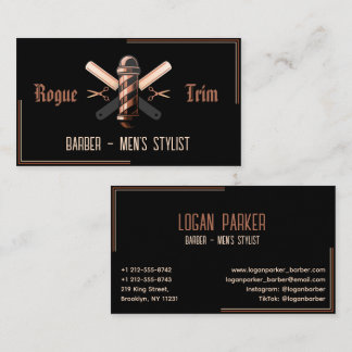Tarjeta De Visita Navaja de afeitar Tijeras de polo de barbero Rosa