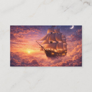 Tarjeta De Visita Nave celestial navegando al anochecer 