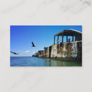 Tarjeta De Visita naves de hormigón kiptopeke y gaviotas