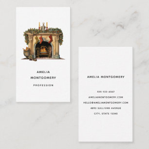 Tarjeta De Visita Navidades acogedores de la chimenea de Victoria