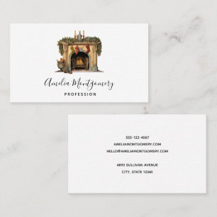 Tarjeta De Visita Navidades acogedores de la chimenea de Victoria