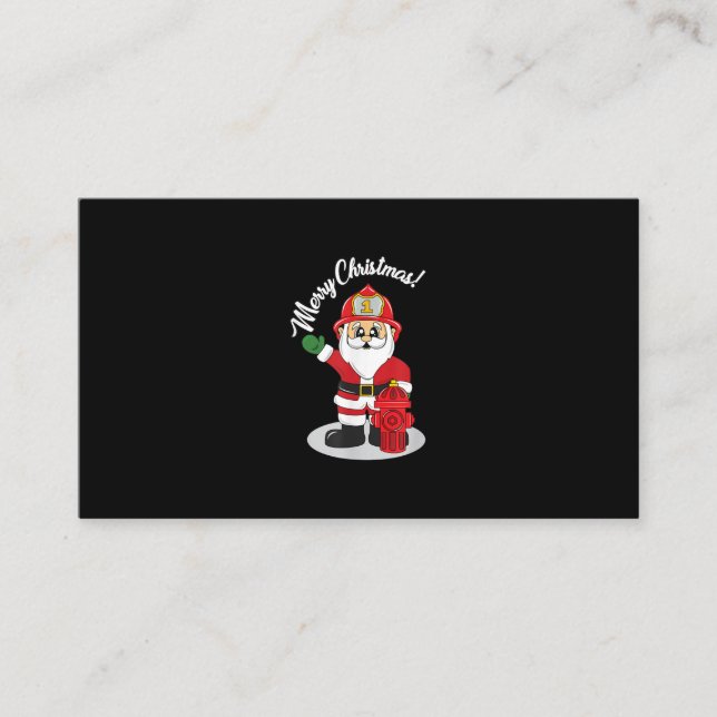 Tarjeta De Visita Navidades Bombero Santa Winter (Anverso)