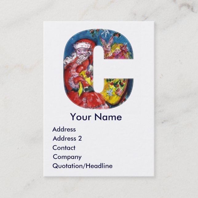 TARJETA DE VISITA NAVIDADES C CARTA / SANTA CON GIFTS MONOGRAM (Anverso)