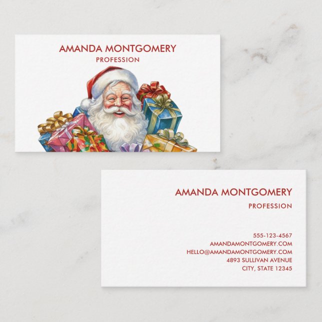 Tarjeta De Visita Navidades Clásicos de Jolly Santa Claus (Anverso / Reverso)