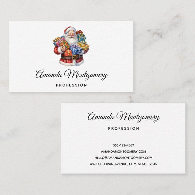 Tarjeta De Visita Navidades Clásicos de Jolly Santa Claus (Anverso / Reverso)