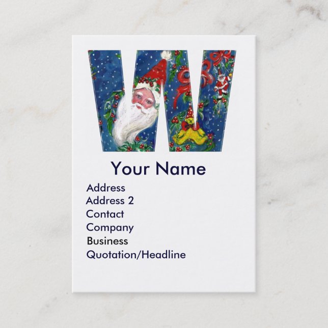 TARJETA DE VISITA NAVIDADES CON CARTA / SANTA CLAUS CON RIBBÓN ROJO (Anverso)