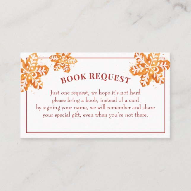 Tarjeta De Visita Navidades Cookie Baby Shower Book Request (Anverso)