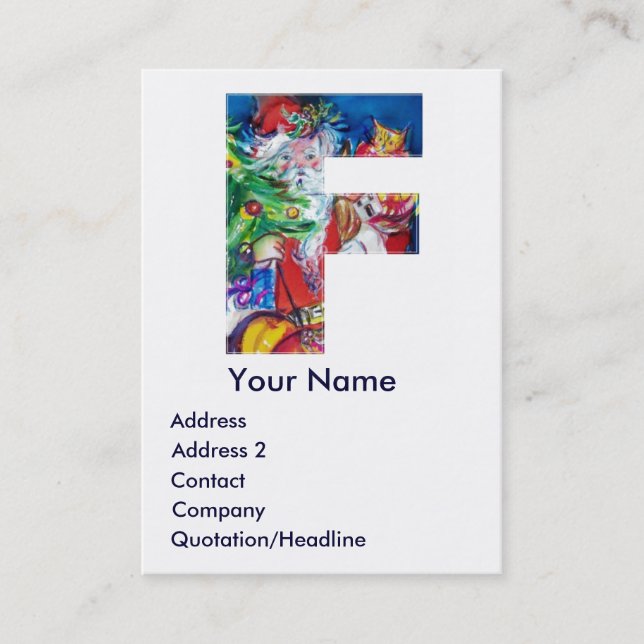 TARJETA DE VISITA NAVIDADES DE CARTA / SANTA CON ÁRBOL DE NAVIDAD (Anverso)