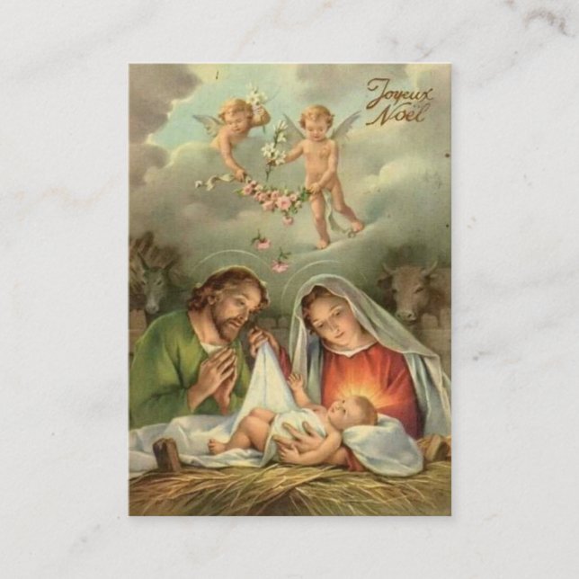 Tarjeta De Visita Navidades de la Natividad Religiosa Jesús María Jo (Anverso)