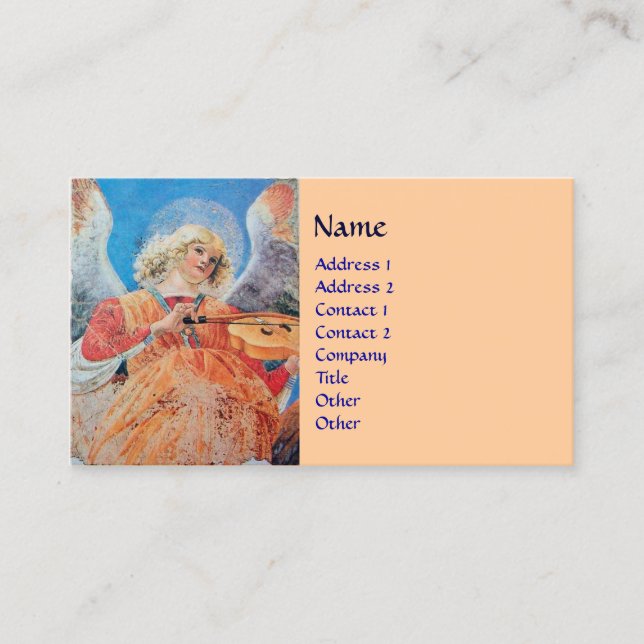 Tarjeta De Visita Navidades DE MÚSICA Peach ANGEL Blue (Anverso)
