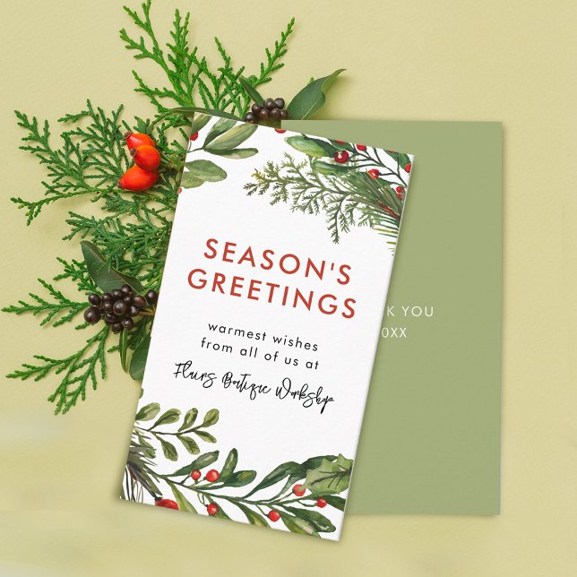 Tarjeta De Visita Navidades de pequeñas empresas: Wreath festiva (Small Business Christmas Festive Wreath Business Card)