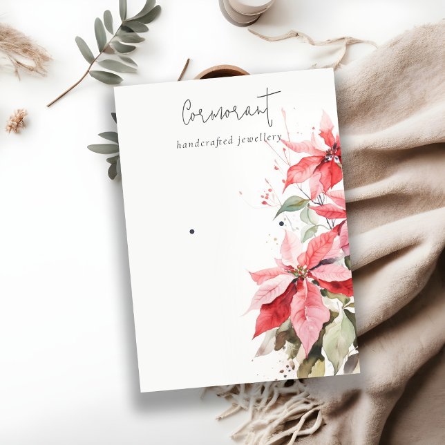 Tarjeta De Visita Navidades de Poinsettia Florals ganando Stud Holde (Subido por el creador)