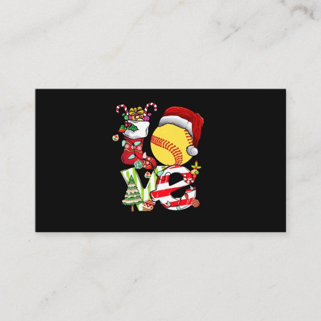 Tarjeta De Visita Navidades de softbol de amor Chicas de Santa Hat (Anverso)