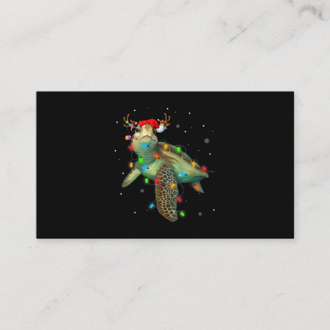 Tarjeta De Visita Navidades de tortugas marinas iluminan divertida m (Anverso)