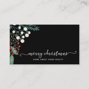 Tarjeta De Visita Navidades de Winter Greenery Holly y Berries